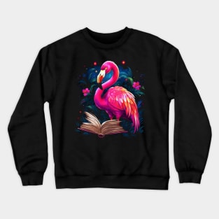 Flamingo Reads Book Crewneck Sweatshirt